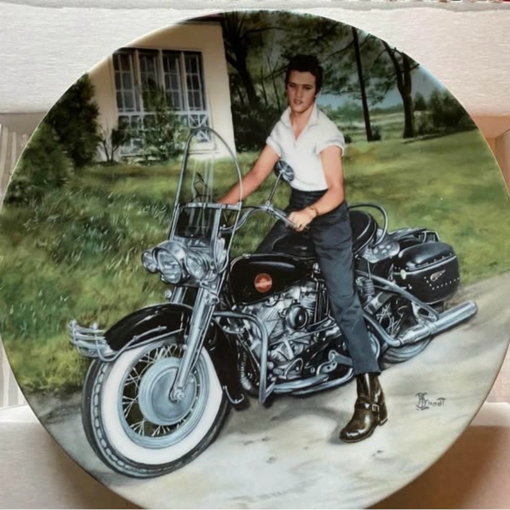 Decorative Plate Elvis Presley on his Harley